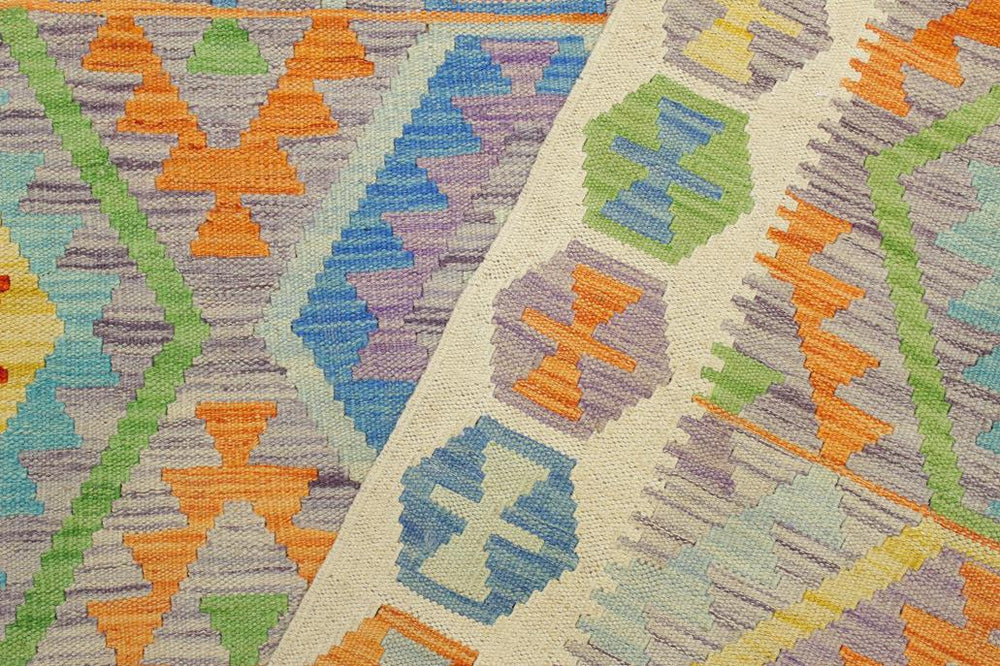 Flat Weave Kilim Antique Navaho Vintage handmade Geometric Kilim Purple Beige Hand-Woven Rectangle 100% Wool Area Rug 5x7 