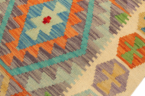 handmade Geometric Kilim Purple Beige Hand-Woven RECTANGLE 100% WOOL area rug 5x6