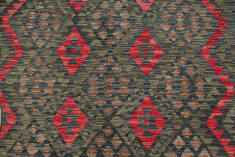 handmade Geometric Kilim Charcoal Red Hand-Woven RECTANGLE 100% WOOL area rug 6 x 8