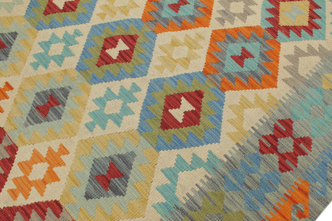 handmade Geometric Kilim Beige Gray Hand-Woven RECTANGLE 100% WOOL area rug 5 x 7