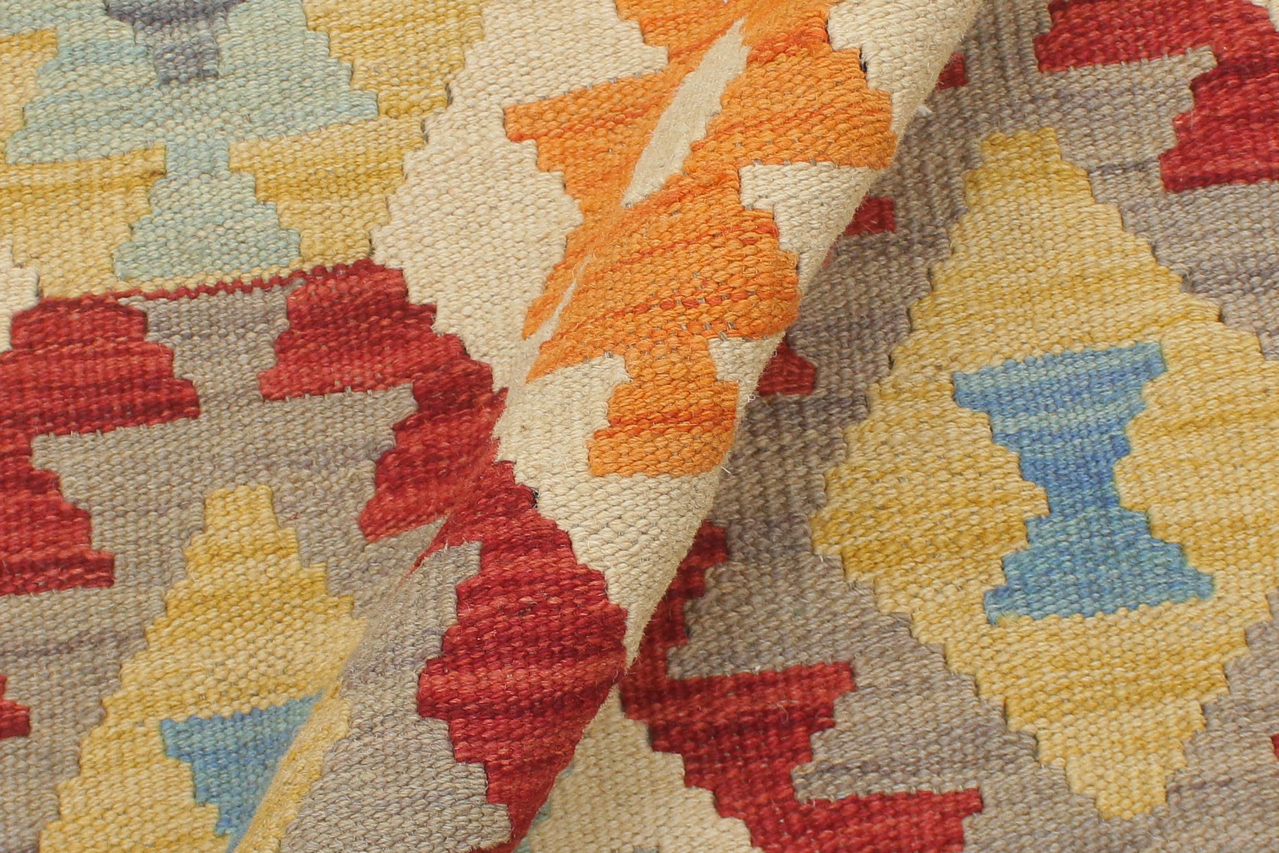 handmade Geometric Kilim Beige Gray Hand-Woven RECTANGLE 100% WOOL area rug 5 x 7