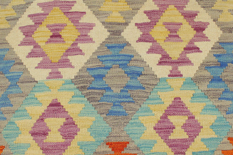 handmade Geometric Kilim Purple Blue Hand-Woven RECTANGLE 100% WOOL area rug 6 x 8