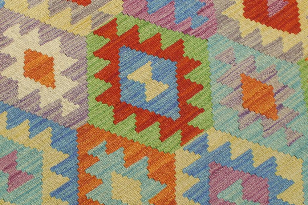 Flat Weave Kilim Antique Navaho Vintage handmade Geometric Kilim Rust Blue Hand-Woven Rectangle 100% Wool Area Rug 6x8 