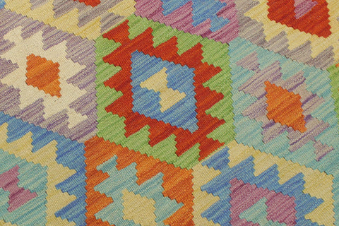 handmade Geometric Kilim Rust Blue Hand-Woven RECTANGLE 100% WOOL area rug 6 x 8