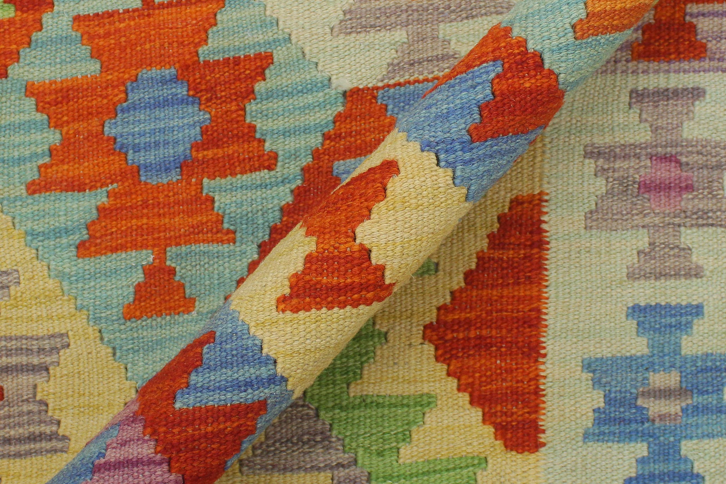 handmade Geometric Kilim Rust Blue Hand-Woven RECTANGLE 100% WOOL area rug 6 x 8