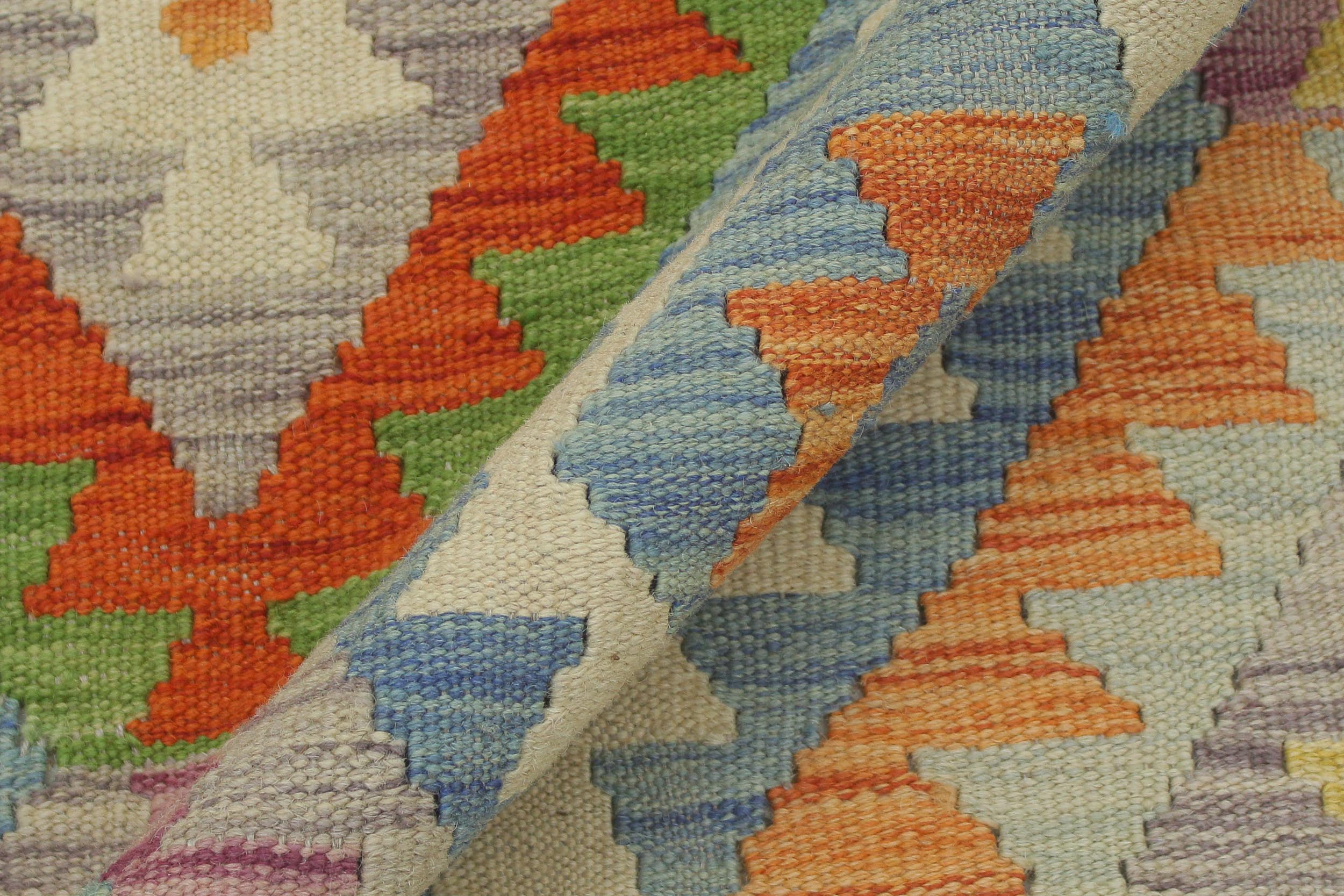 handmade Geometric Kilim Blue Rust Hand-Woven RECTANGLE 100% WOOL area rug 5 x 7