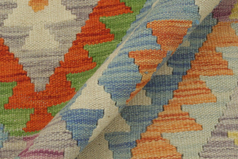 handmade Geometric Kilim Blue Rust Hand-Woven RECTANGLE 100% WOOL area rug 5 x 7