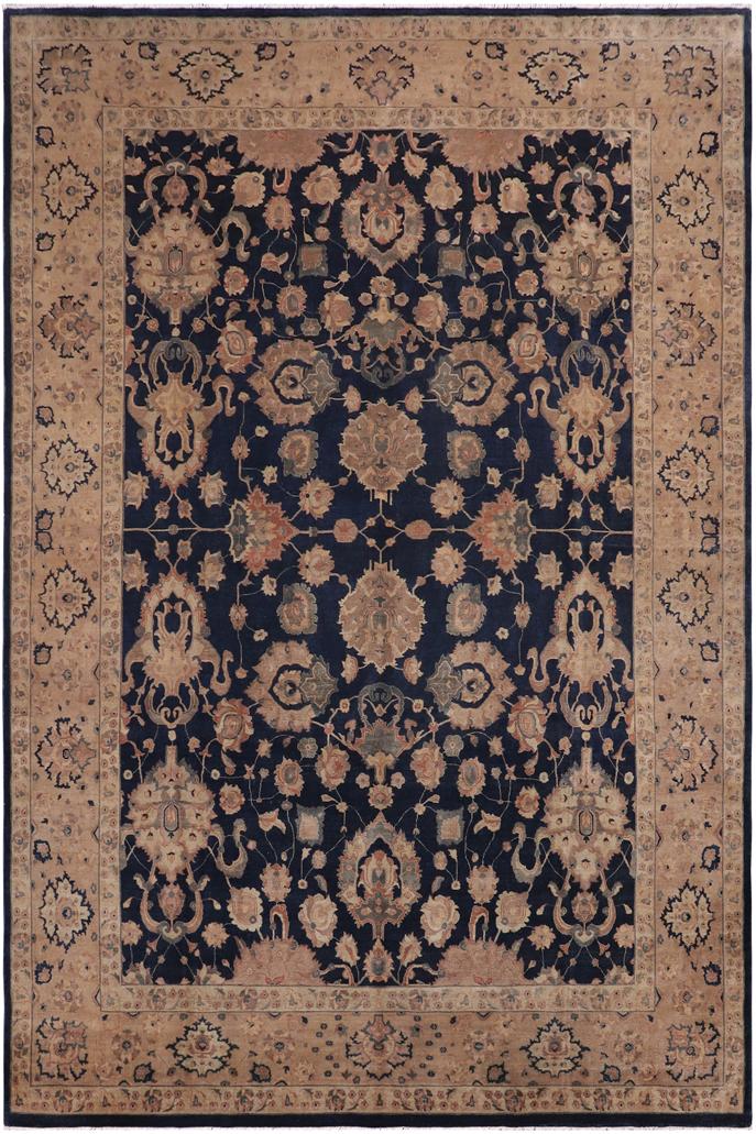 handmade Traditional Agra Drk.green Dark Gold Hand Knotted RECTANGLE 100% WOOL area rug 10'X14'
