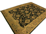 handmade Traditional Agra Drk.green Dark Gold Hand Knotted RECTANGLE 100% WOOL area rug 10x14