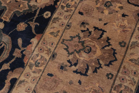 handmade Traditional Agra Drk.green Dark Gold Hand Knotted RECTANGLE 100% WOOL area rug 10'X14'