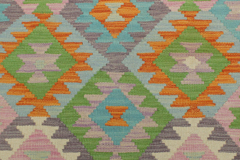 handmade Geometric Kilim Purple Blue Hand-Woven RECTANGLE 100% WOOL area rug 4 x 6
