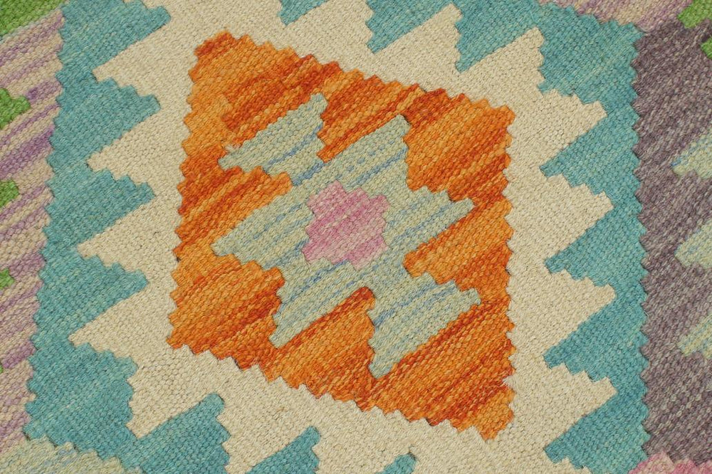 Flat Weave Kilim Antique Navaho Vintage handmade Geometric Kilim Purple Blue Hand-Woven Rectangle 100% Wool Area Rug 4x6 