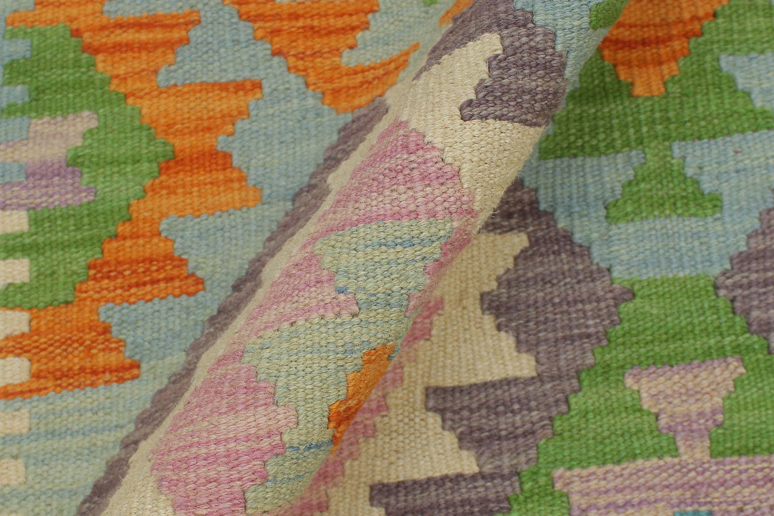 handmade Geometric Kilim Purple Blue Hand-Woven RECTANGLE 100% WOOL area rug 4 x 6