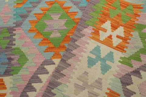 handmade Geometric Kilim Purple Blue Hand-Woven RECTANGLE 100% WOOL area rug 4 x 6