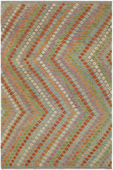 Flat Weave Kilim Antique Navaho Vintage handmade Modern Kilim Purple Rust Hand-Woven Rectangle 100% Wool Area Rug 7x10 