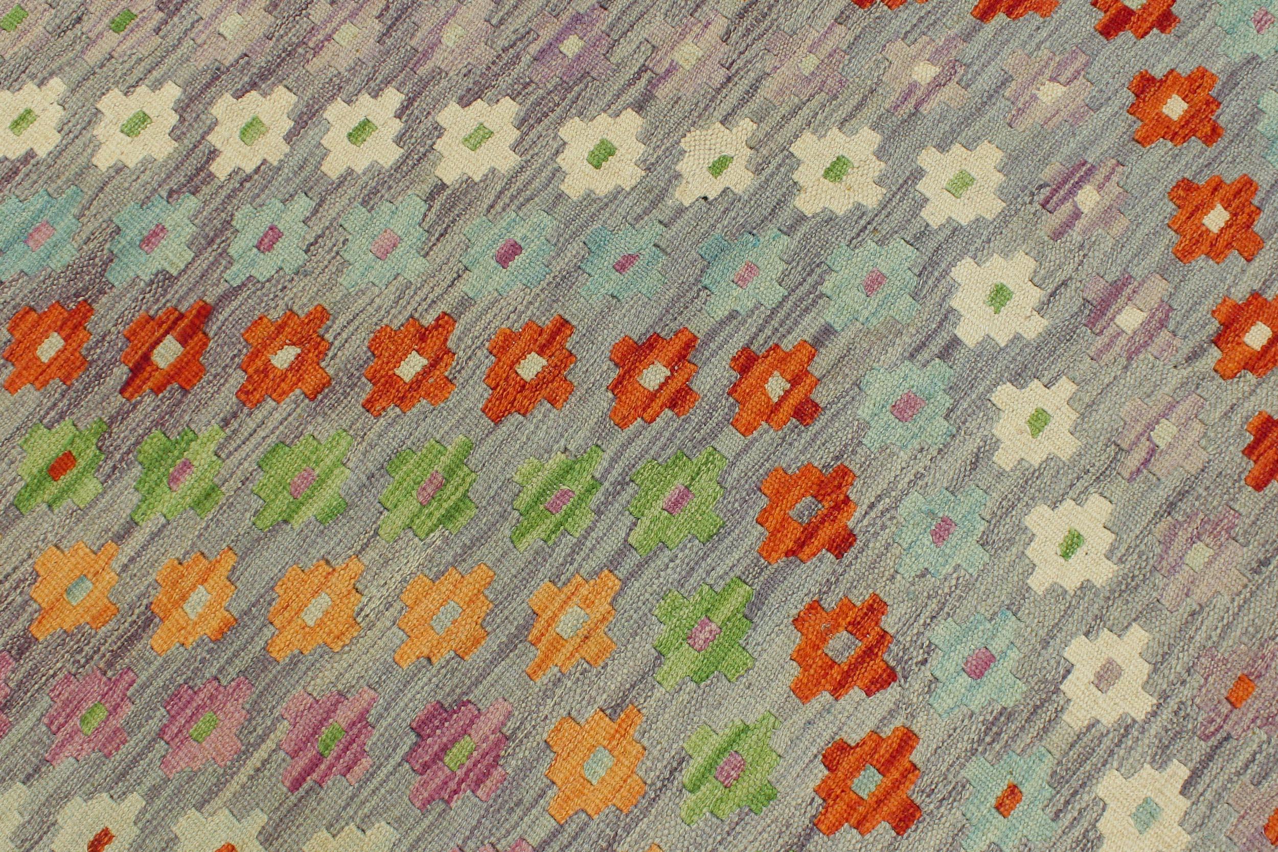 handmade Modern Kilim Purple Rust Hand-Woven RECTANGLE 100% WOOL area rug 7x10