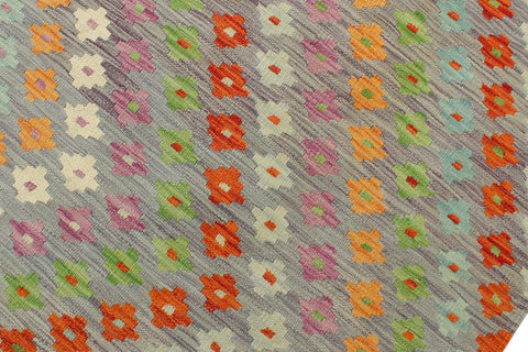 handmade Modern Kilim Purple Rust Hand-Woven RECTANGLE 100% WOOL area rug 7x10