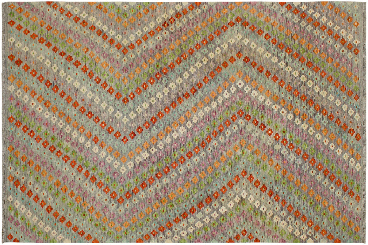 handmade Modern Kilim Purple Rust Hand-Woven RECTANGLE 100% WOOL area rug 7x10