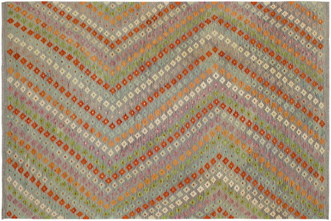 handmade Modern Kilim Purple Rust Hand-Woven RECTANGLE 100% WOOL area rug 7x10