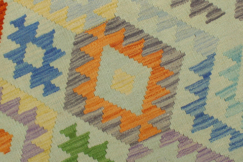 handmade Geometric Kilim Blue Rust Hand-Woven RECTANGLE 100% WOOL area rug 6 x 8