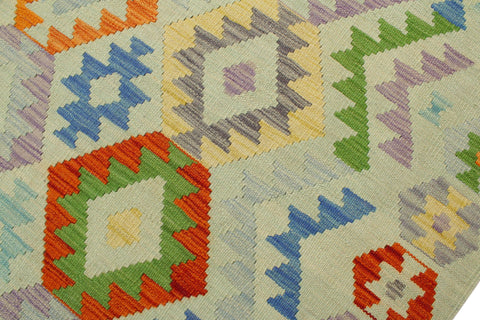 handmade Geometric Kilim Blue Rust Hand-Woven RECTANGLE 100% WOOL area rug 6 x 8