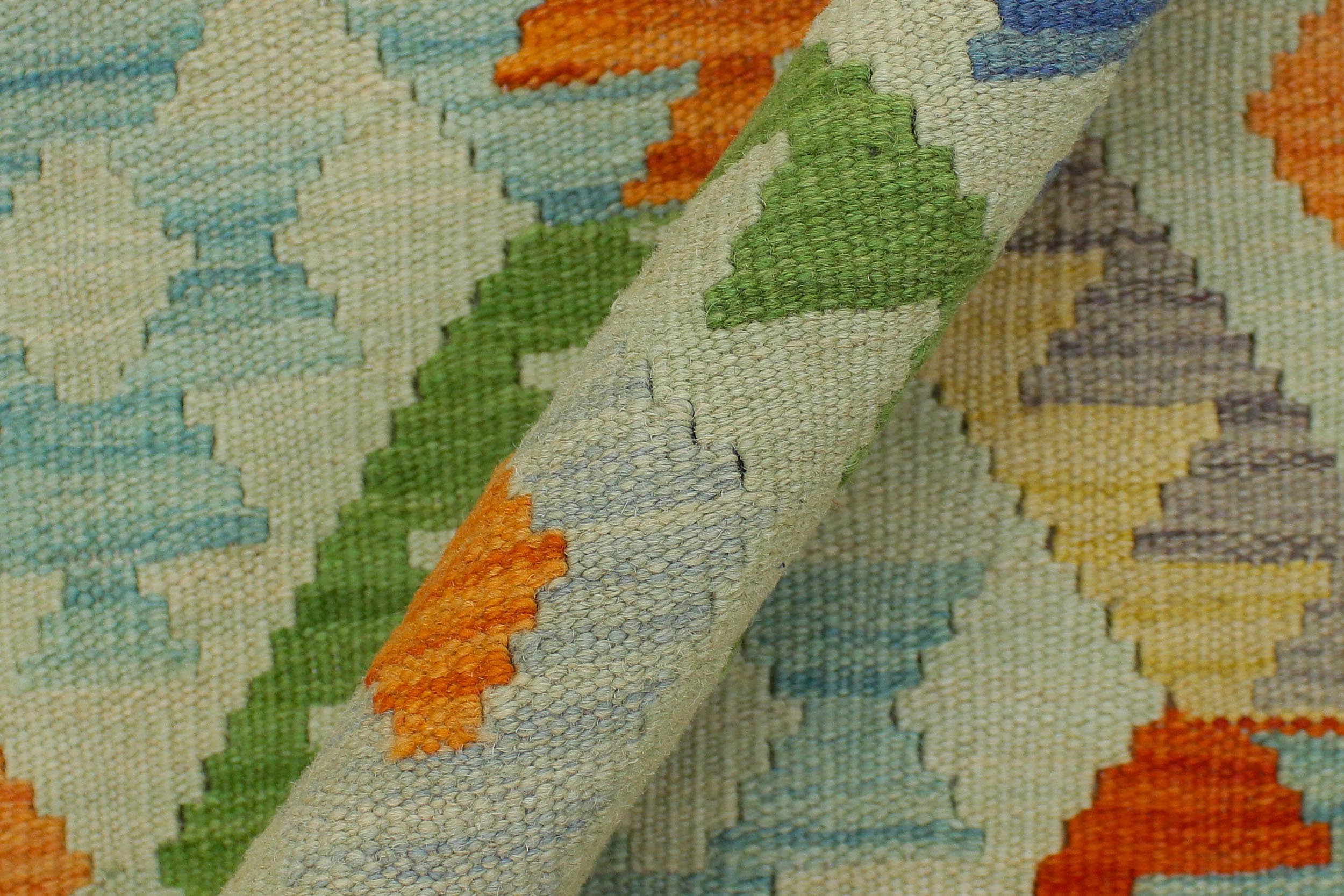 handmade Geometric Kilim Blue Rust Hand-Woven RECTANGLE 100% WOOL area rug 6 x 8