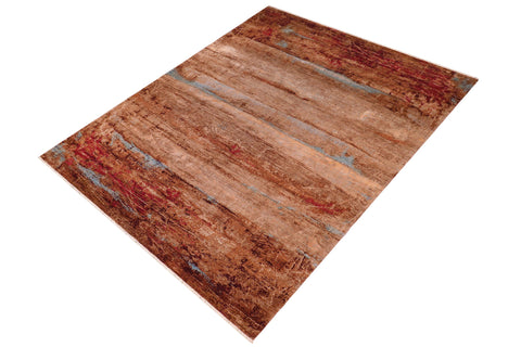 handmade Modern Modern Brown Blue Hand Knotted RECTANGLE WOOL&SILK area rug 9' x 12'