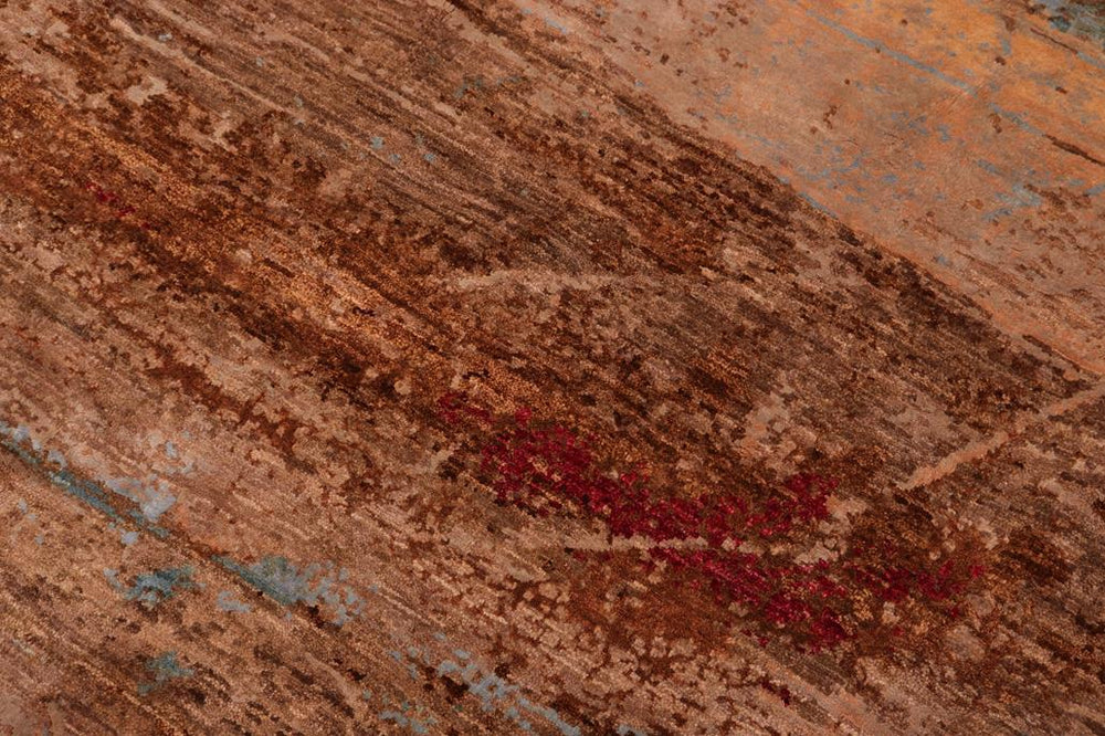 handmade Modern Modern Brown Blue Hand Knotted RECTANGLE WOOL&SILK area rug 9X12