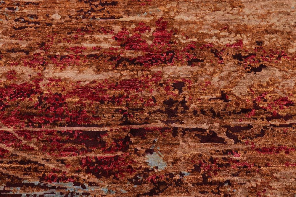 handmade Modern Modern Brown Blue Hand Knotted RECTANGLE WOOL&SILK area rug 9X12