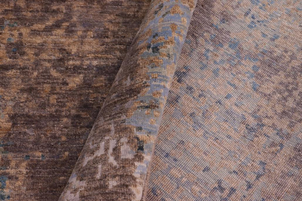 handmade Modern Modern Gray Blue Hand Knotted RECTANGLE WOOL&SILK area rug 9X12