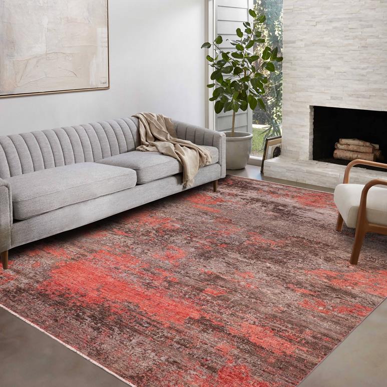 handmade Modern Modern Gray Rust Hand Knotted RECTANGLE WOOL&SILK area rug 9X12