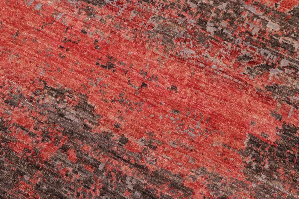 handmade Modern Modern Gray Rust Hand Knotted RECTANGLE WOOL&SILK area rug 9X12