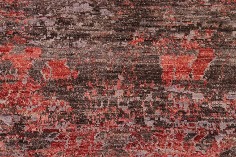 handmade Modern Modern Gray Rust Hand Knotted RECTANGLE WOOL&SILK area rug 9X12