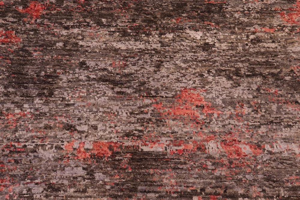 handmade Modern Modern Gray Rust Hand Knotted RECTANGLE WOOL&SILK area rug 9X12