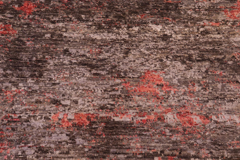 handmade Modern Modern Gray Rust Hand Knotted RECTANGLE WOOL&SILK area rug 9' x 12'