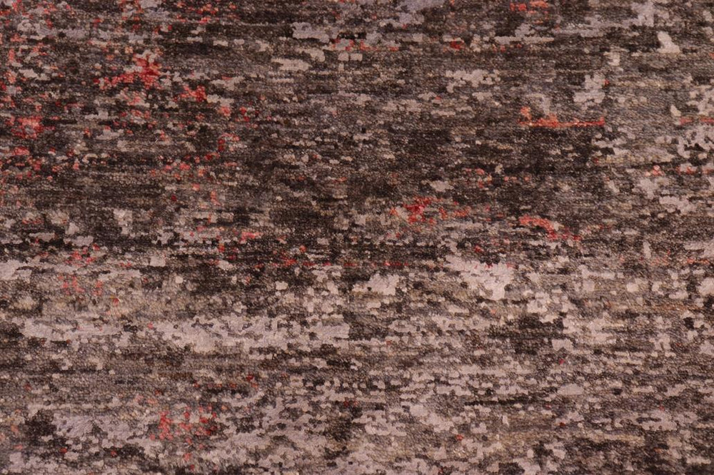 handmade Modern Modern Gray Rust Hand Knotted RECTANGLE WOOL&SILK area rug 9X12