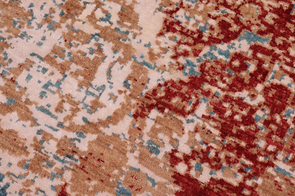 handmade Modern Modern Red Blue Hand Knotted RECTANGLE WOOL&SILK area rug 9X12