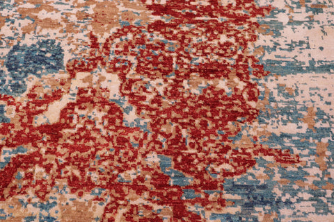 handmade Modern Modern Red Blue Hand Knotted RECTANGLE WOOL&SILK area rug 9' x 12'