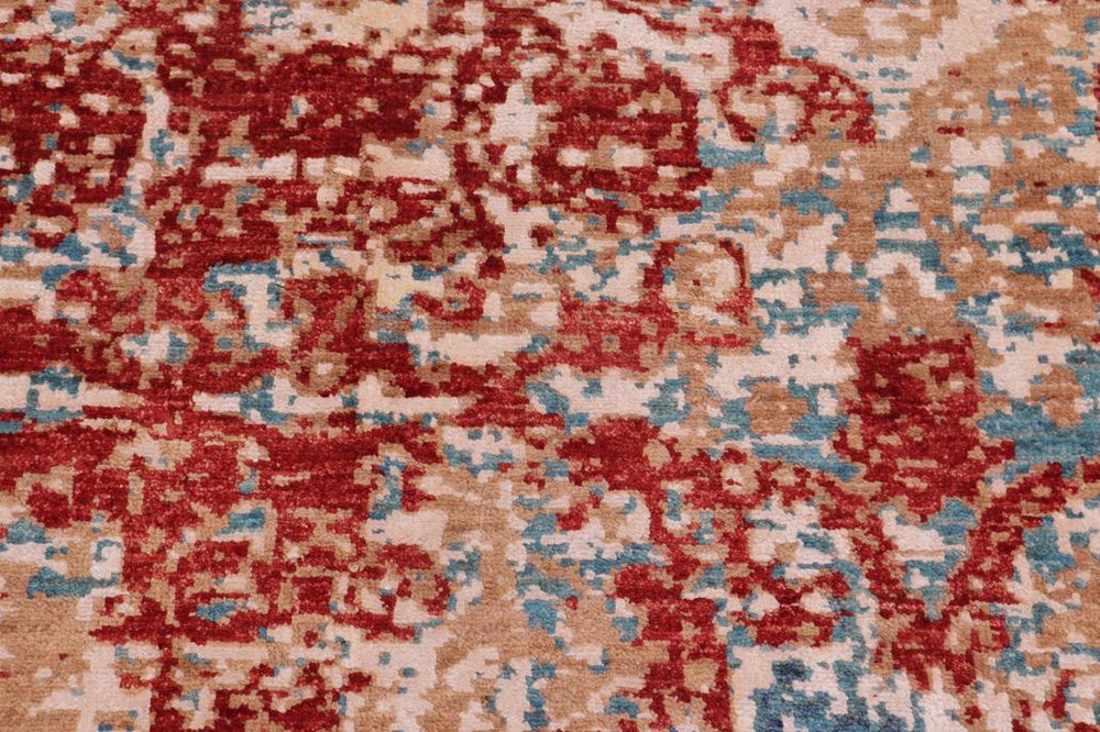 handmade Modern Modern Red Blue Hand Knotted RECTANGLE WOOL&SILK area rug 9X12