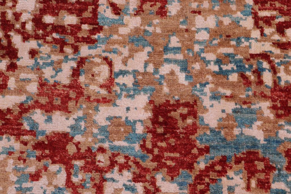 handmade Modern Modern Red Blue Hand Knotted RECTANGLE WOOL&SILK area rug 9X12