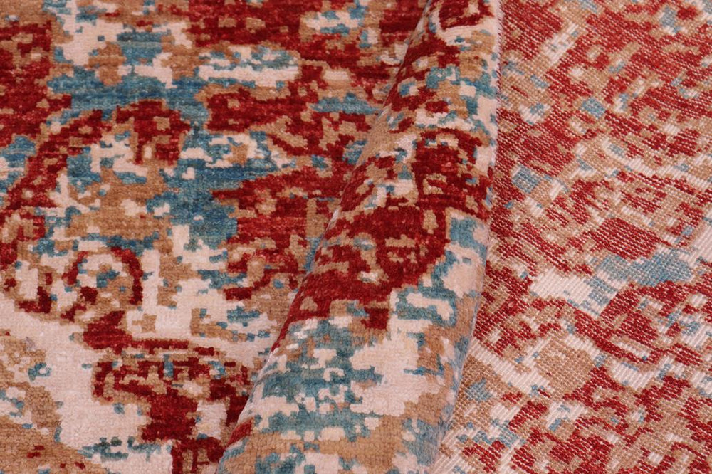 handmade Modern Modern Red Blue Hand Knotted RECTANGLE WOOL&SILK area rug 9X12