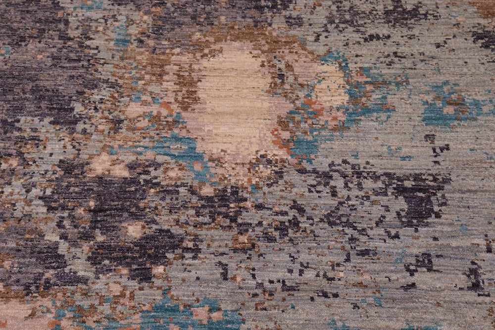 handmade Modern Modern Gray Blue Hand Knotted RECTANGLE WOOL&SILK area rug 9X12