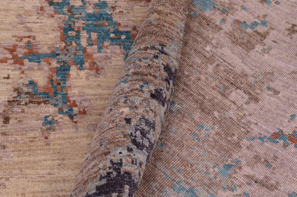 handmade Modern Modern Gray Blue Hand Knotted RECTANGLE WOOL&SILK area rug 9X12