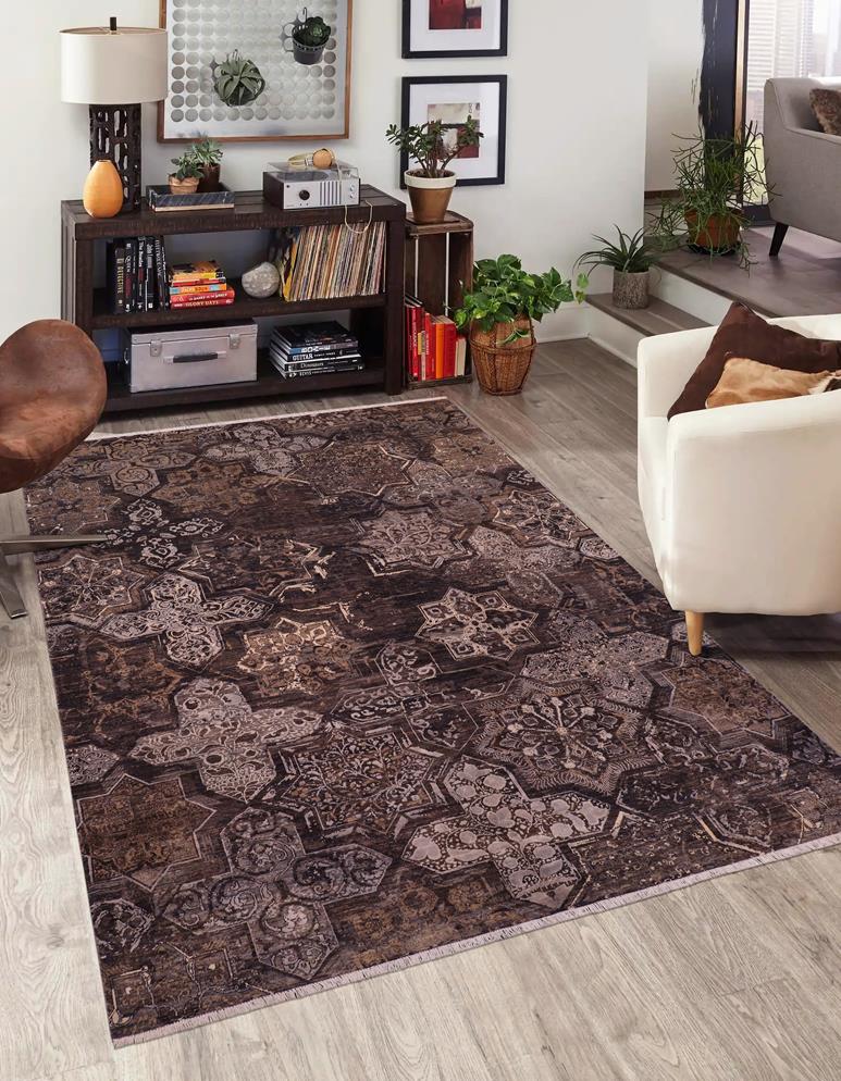 handmade Modern Modern Gray Brown Hand Knotted RECTANGLE WOOL&SILK area rug 8X10