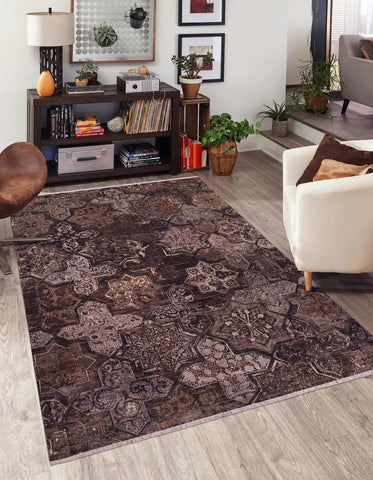 handmade Modern Modern Gray Brown Hand Knotted RECTANGLE WOOL&SILK area rug 8' x 10'