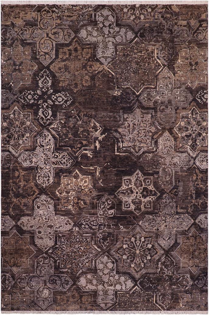 handmade Modern Modern Gray Brown Hand Knotted RECTANGLE WOOL&SILK area rug 8X10