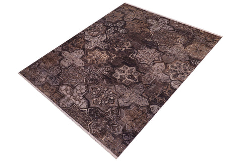 handmade Modern Modern Gray Brown Hand Knotted RECTANGLE WOOL&SILK area rug 8' x 10'