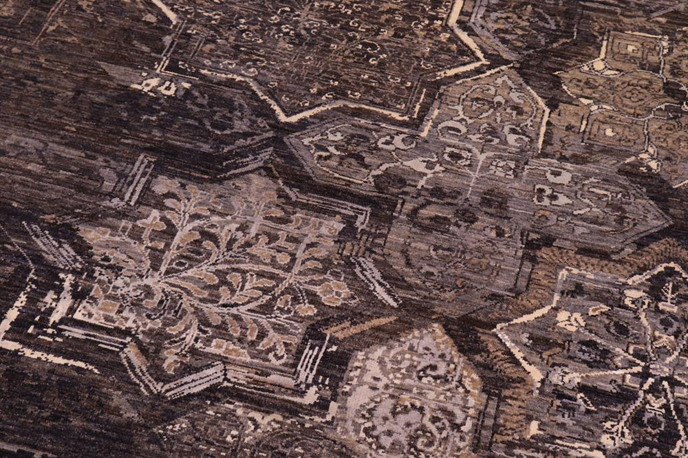 handmade Modern Modern Gray Brown Hand Knotted RECTANGLE WOOL&SILK area rug 8X10