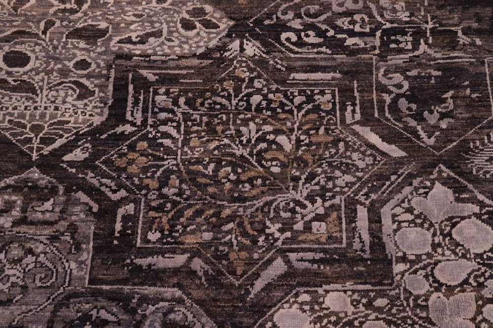 handmade Modern Modern Gray Brown Hand Knotted RECTANGLE WOOL&SILK area rug 8X10