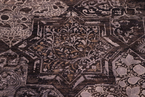 handmade Modern Modern Gray Brown Hand Knotted RECTANGLE WOOL&SILK area rug 8' x 10'